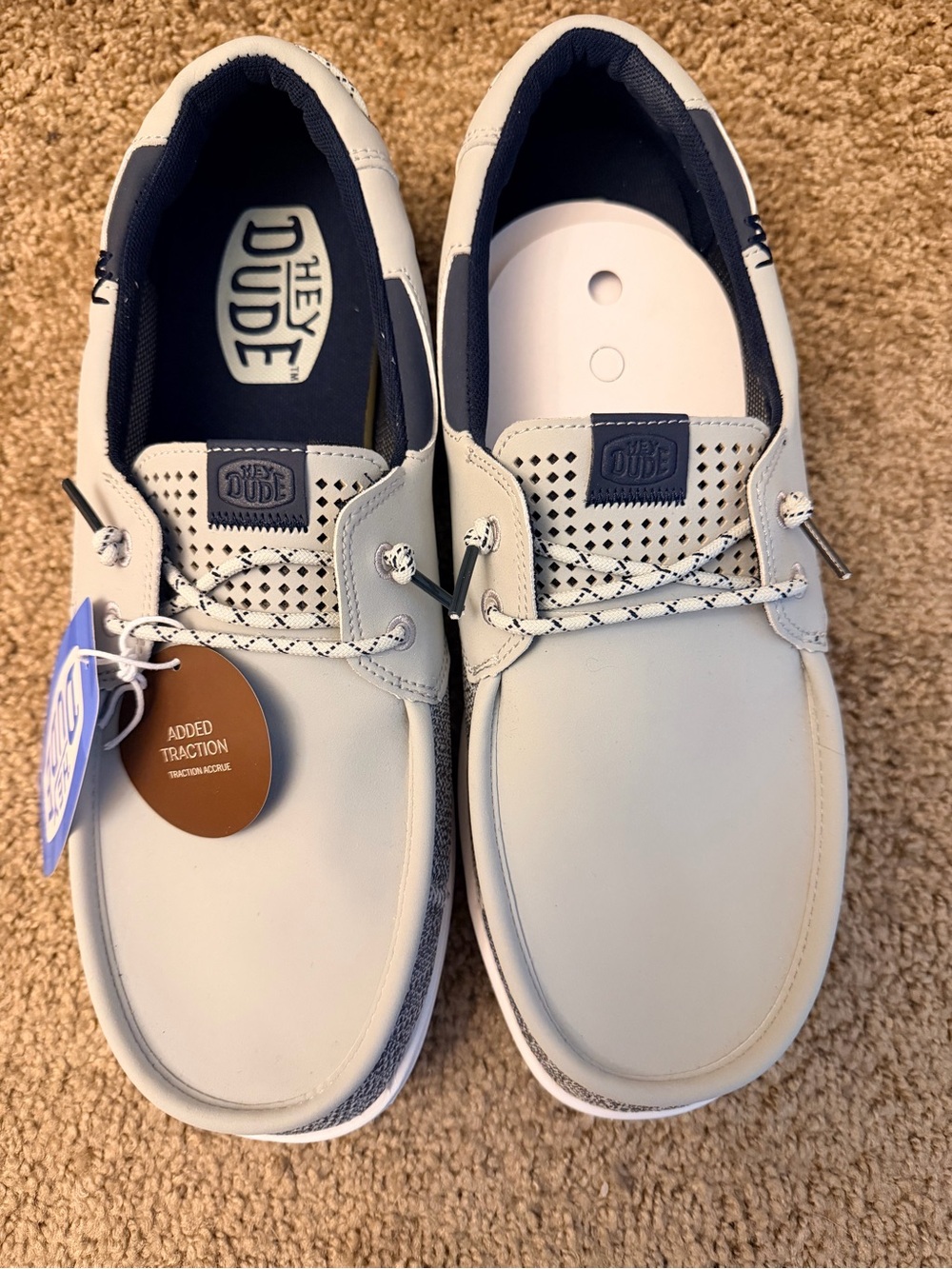 Hey Dude Men's Welsh Grip Boat Shoes New with Tags Grey/blue